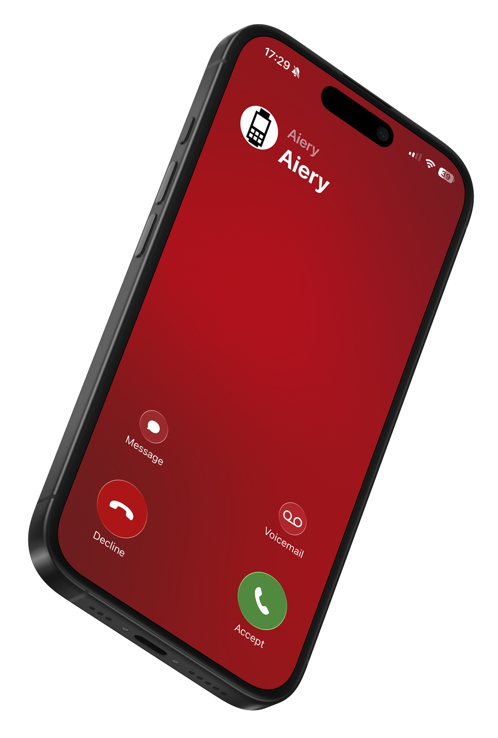 Incoming call from Aiery on iPhone lock screen